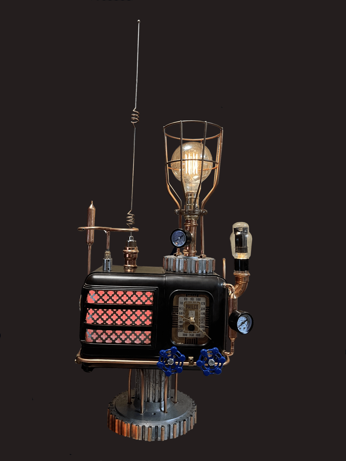 Steampunk Gear Light/Clock Rotating Antenna